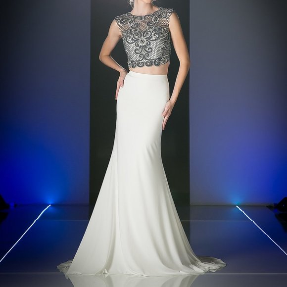 Sequined Bodice Two Piece Mermaid Dress CDJ755 - Picture 1 of 5